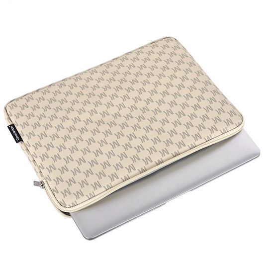 G60-01 PU Leather Letter M Protective Laptop Sleeve Slim Notebook Carrying Bag for 14-inch Laptop