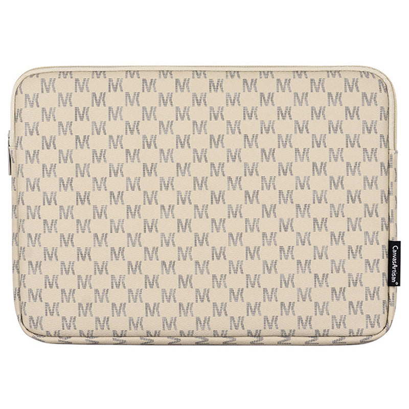 G60-01 PU Leather Letter M Protective Laptop Sleeve Slim Notebook Carrying Bag for 14-inch Laptop
