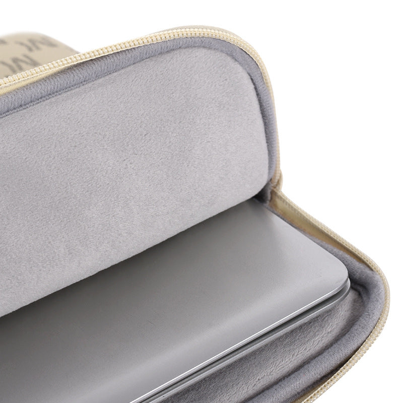 G60-01 PU Leather Letter M Protective Laptop Sleeve Slim Notebook Carrying Bag for 14-inch Laptop