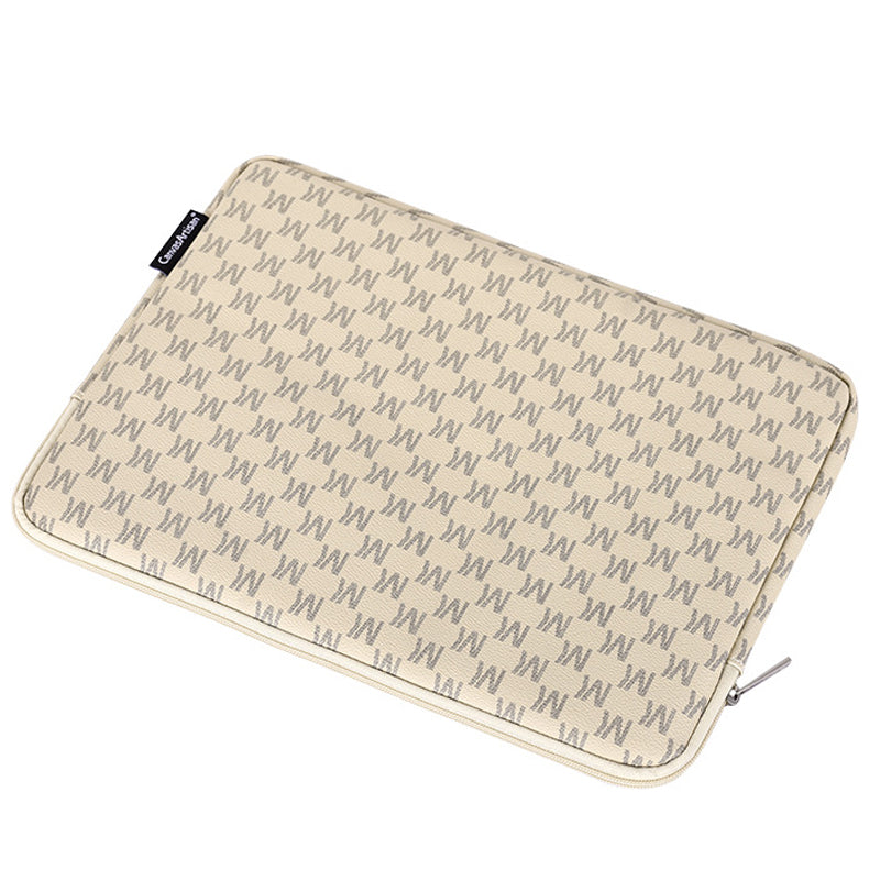 G60-01 PU Leather Letter M Protective Laptop Sleeve Slim Notebook Carrying Bag for 14-inch Laptop