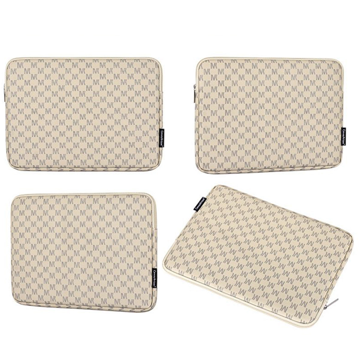 G60-01 Letter M Design PU Leather Laptop Sleeve Zipper Carrying Bag for 15-inch Notebook