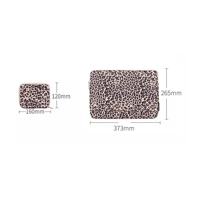 Canvasartian H31-T0123 Shockproof Carry Case Leopard Printed Sleeve Bag with Small Bag for 14&quot; Laptops - Pink
