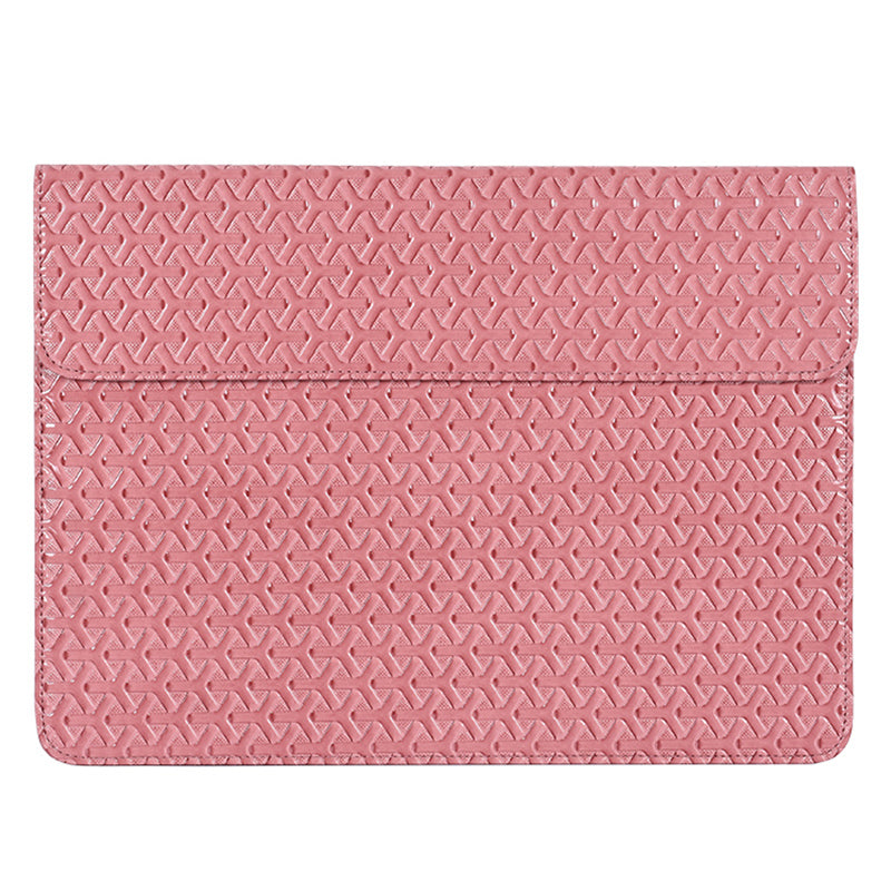 PU Leather 14 inch Laptop Carrying Case Wear-resistant PC Protective Bag Woven Texture Scratch-proof Sleeve Bag with Magnetic Buckle