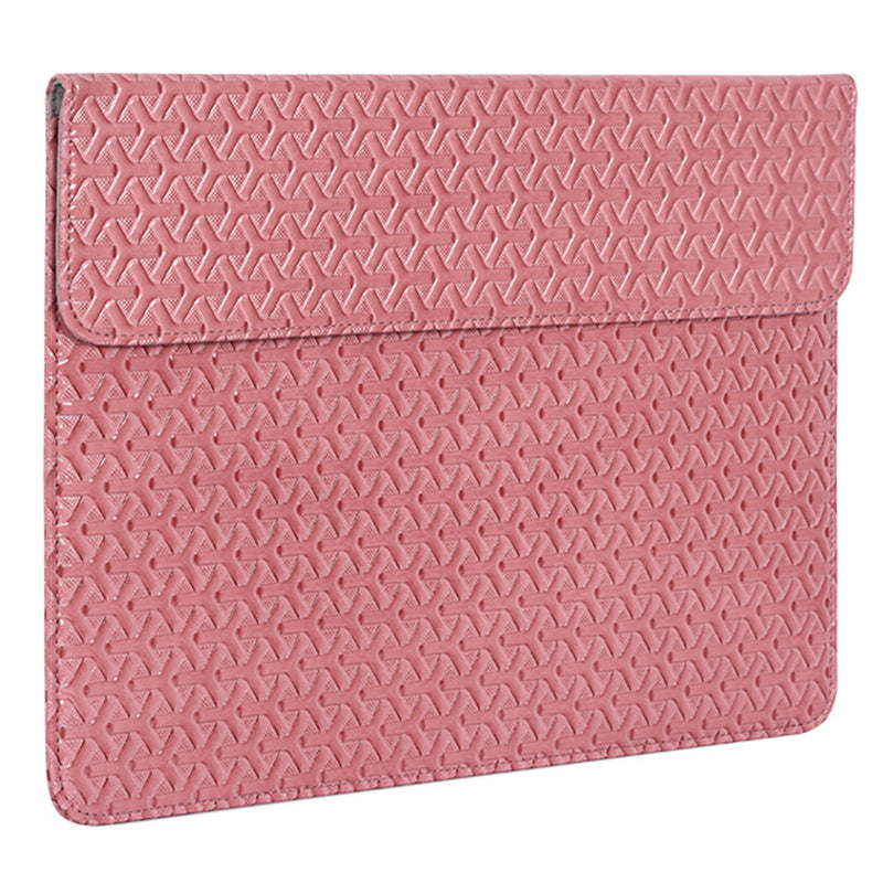PU Leather 14 inch Laptop Carrying Case Wear-resistant PC Protective Bag Woven Texture Scratch-proof Sleeve Bag with Magnetic Buckle