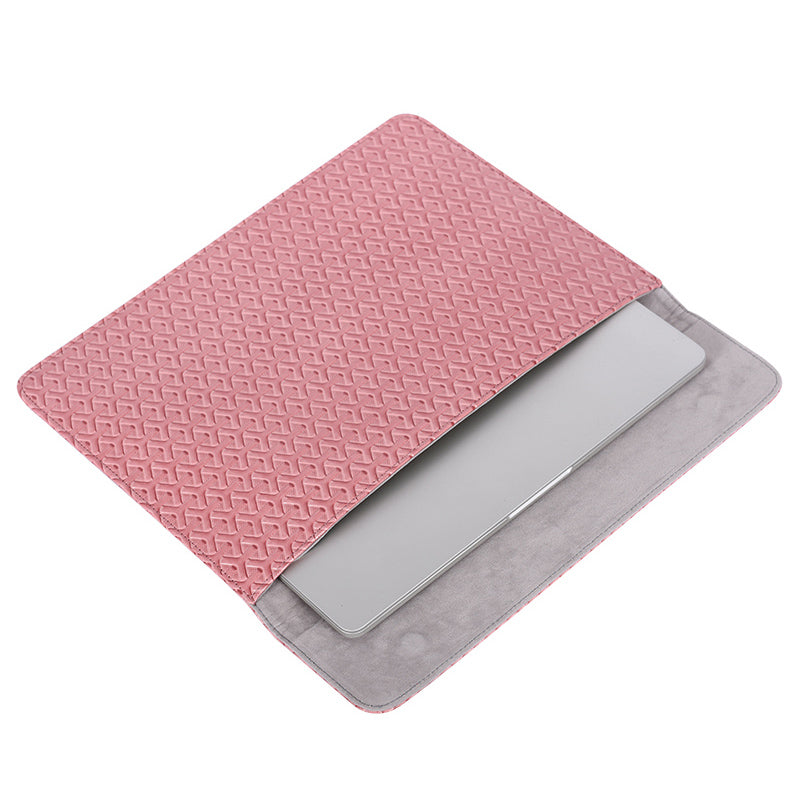 PU Leather 14 inch Laptop Carrying Case Wear-resistant PC Protective Bag Woven Texture Scratch-proof Sleeve Bag with Magnetic Buckle