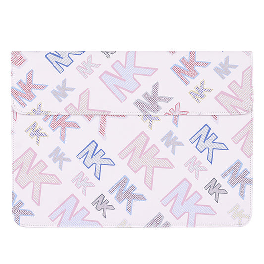 E59-01 Letter NK Printing Laptop Carrying Case PU Leather Scratch-proof Tablet Sleeve Bag with Magnetic Buckle for 12 inch PC