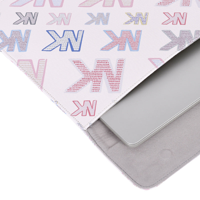 E59-01 Shockproof Laptop Sleeve Bag Letter NK Printing PU Leather PC Carrying Case for 14 inch Laptops