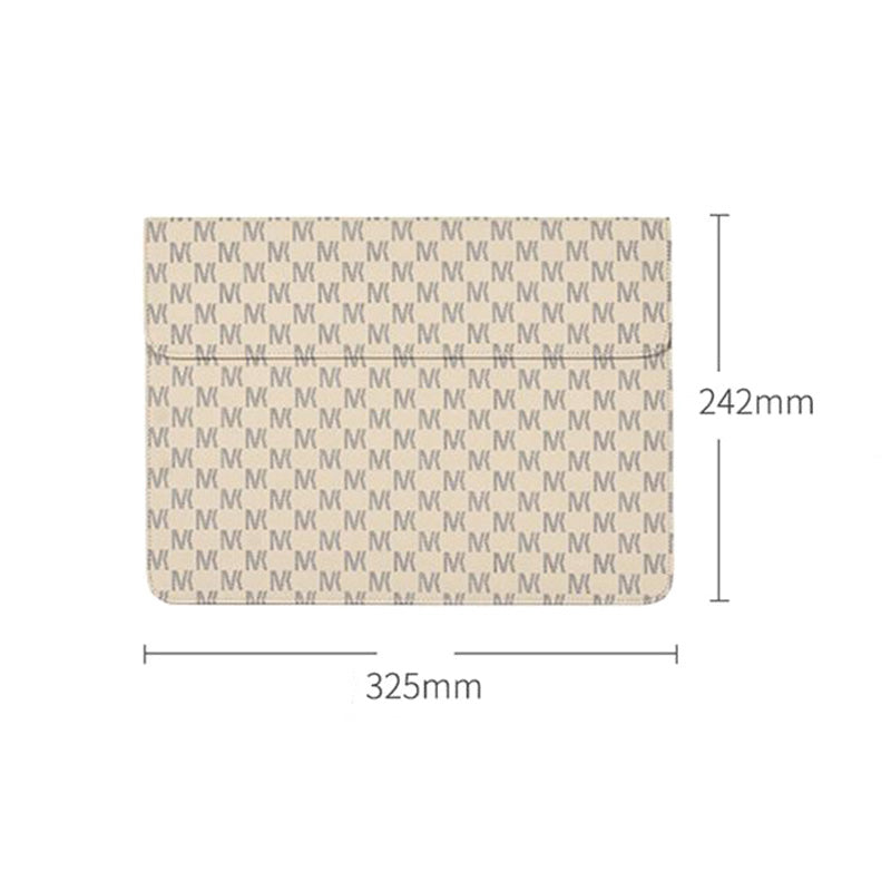 E60-01 Letter M Design Laptop Carrying Case PU Leather Scratch Resistant Tablet Sleeve Bag with Magnetic Button for 12 inch Computers