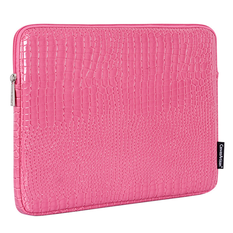 Canvasartisan L32-03 Crocodile Texture PU Leather Laptop Sleeve Bag Notebook Carrying Case - Pink/ for 14-inch Laptop