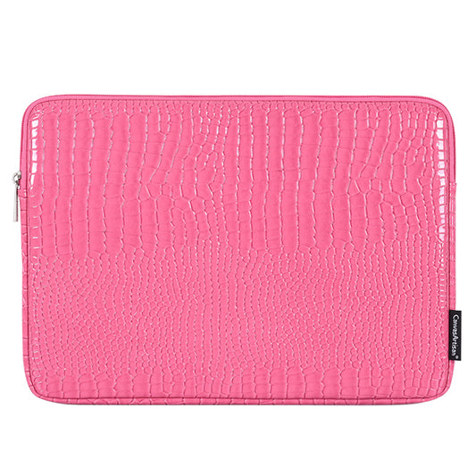 Canvasartisan L32-03 Crocodile Texture PU Leather Laptop Sleeve Bag Notebook Carrying Case - Pink/for 12-inch Laptop