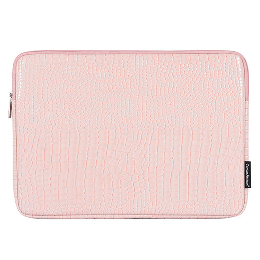 Canvasartisan L32-03 Crocodile Texture PU Leather Laptop Sleeve Bag Notebook Carrying Case - Beige/for 15-inch Laptop