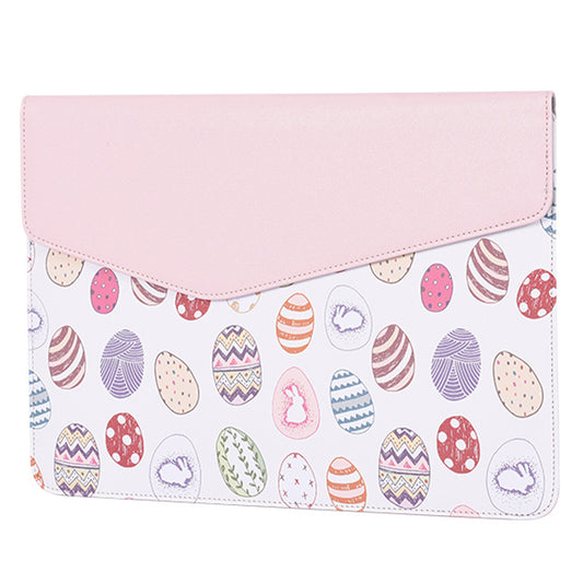 Canvasartisan E52-13 12-inch Laptop Cute Cartoon Pattern Carrying Bag PU Leather Protective Notebook Sleeve - Light Pink