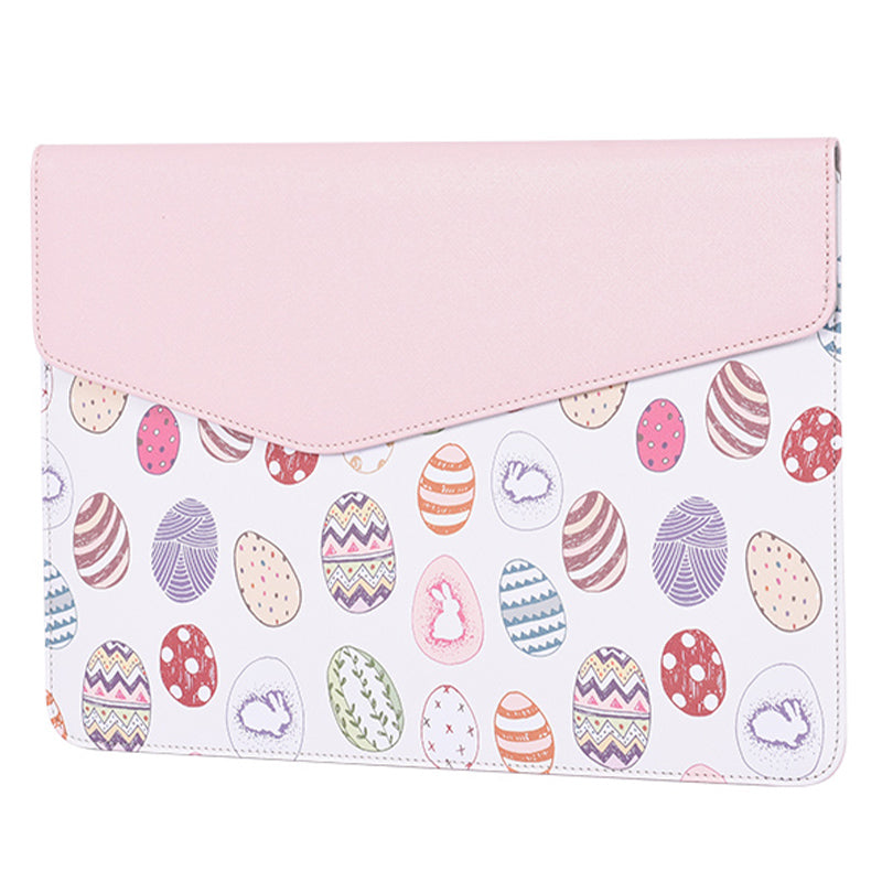 Canvasartisan E52-13 13-inch Notebook Cartoon Pattern PU Leather Storage Pouch Carrying Bag Magnetic Flip Cover Laptop Sleeve - Light Pink