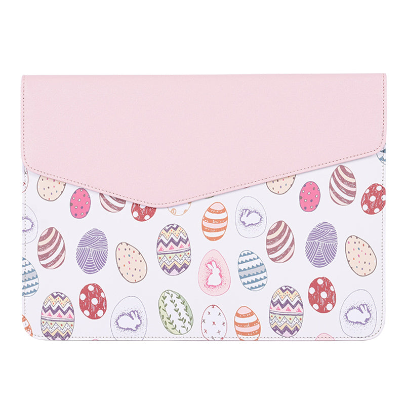 Canvasartisan E52-13 13-inch Notebook Cartoon Pattern PU Leather Storage Pouch Carrying Bag Magnetic Flip Cover Laptop Sleeve - Light Pink