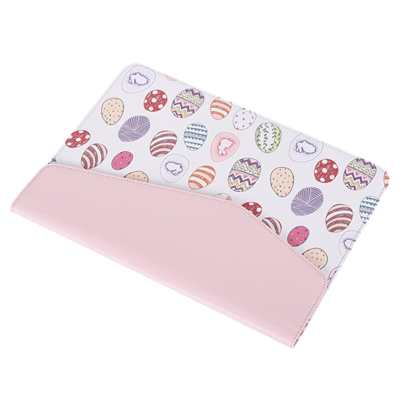 Canvasartisan E52-13 13-inch Notebook Cartoon Pattern PU Leather Storage Pouch Carrying Bag Magnetic Flip Cover Laptop Sleeve - Light Pink