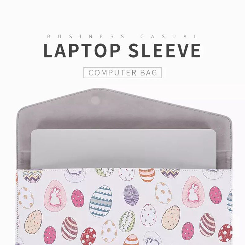 Canvasartisan E52-13 Travel Portable 14-inch Laptop Cartoon Pattern PU Leather Carrying Bag Magnetic Closure Notebook Sleeve - Light Pink