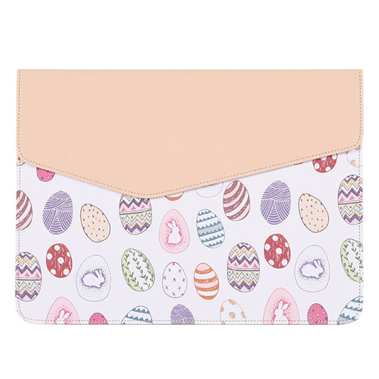 Canvasartisan E52-13 Travel Portable 14-inch Laptop Cartoon Pattern PU Leather Carrying Bag Magnetic Closure Notebook Sleeve - Apricot