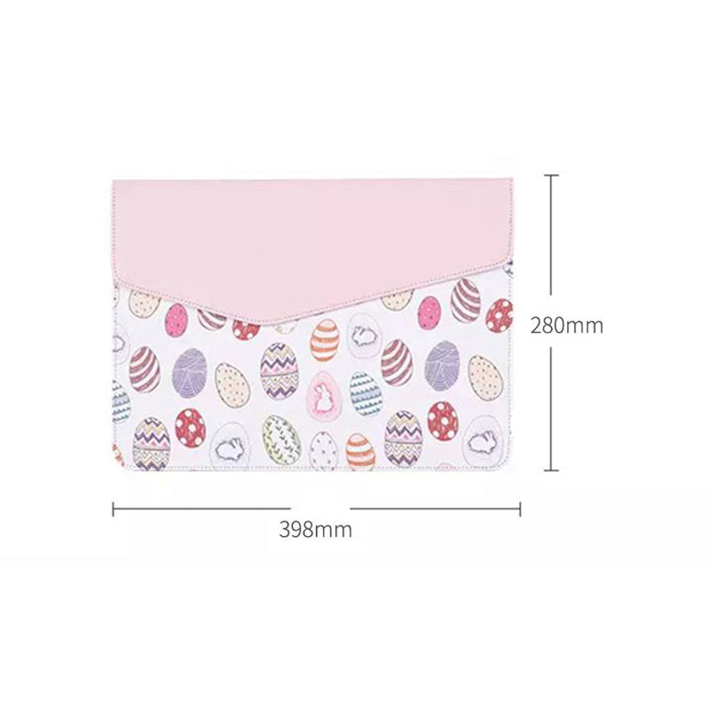 Canvasartisan E52-13 Lightweight Cartoon Pattern Laptop Case PU Leather Magnetic Closure Notebook Bag for 15-inch Laptop - Light Pink
