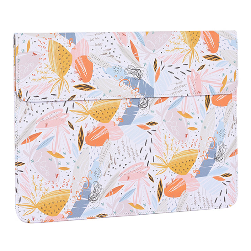 Stylish Printed Laptop Carrying Bag PU Leather Magnetic Closure Envelope Notebook Sleeve Pouch - 13-inch
