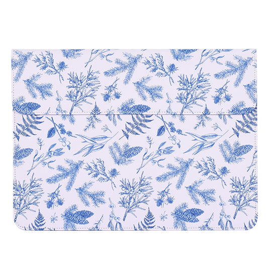 Leaf Printed Laptop Sleeve Carrying Bag PU Leather Magnetic Lid Notebook Protective Pouch - 15-inch