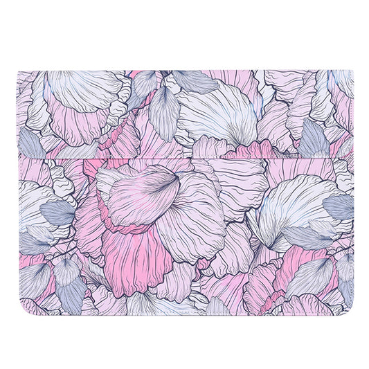 Stylish Flower Printed Notebook Sleeve Pouch PU Leather Magnetic Envelope Laptop Carrying Bag - 13-inch