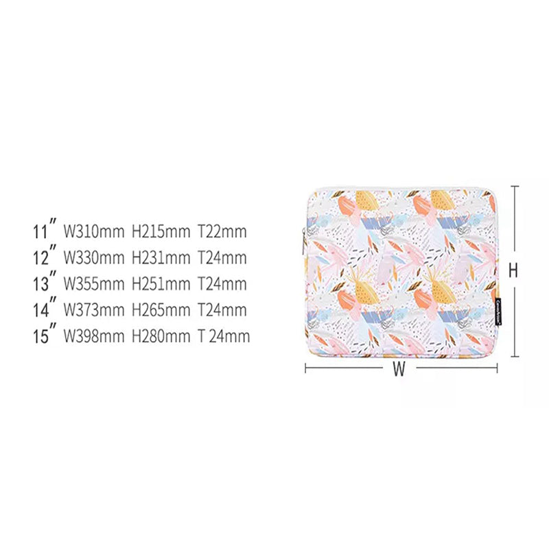 PU Leather Laptop Sleeve Bag Flower Leaf Pattern Notebook Carrying Case - White/for 11-inch Laptop