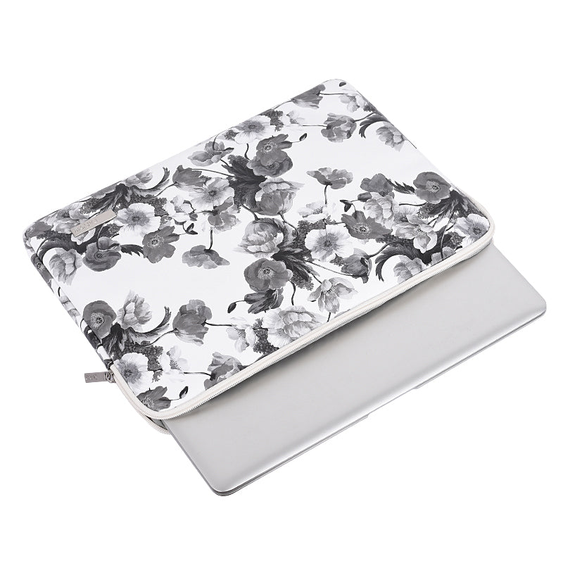 Watercolor Flower Pattern Laptop Sleeve Notebook Case with Small Bag - White/for 13-inch Laptop