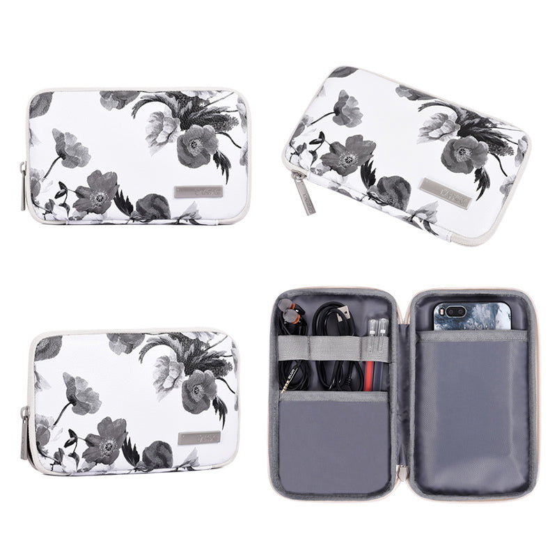 Watercolor Flower Pattern Laptop Sleeve Notebook Case with Small Bag - White/for 13-inch Laptop