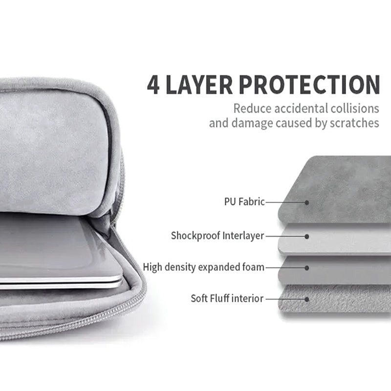 Solid Color Waterproof PU Leather Laptop Sleeve Notebook Case with Small Bag - Black/for 12-inch Laptop