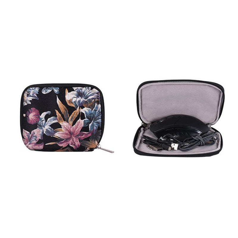 Watercolor Flower Pattern Polyester Laptop Computer Sleeve Carrying Case with Small Bag - Black/for 15-inch Laptop