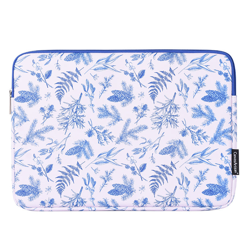 Leaves Printing Ultra Slim Notebook Carrying Bag Zipper Laptop Sleeve Case - White/for 13-inch Laptop