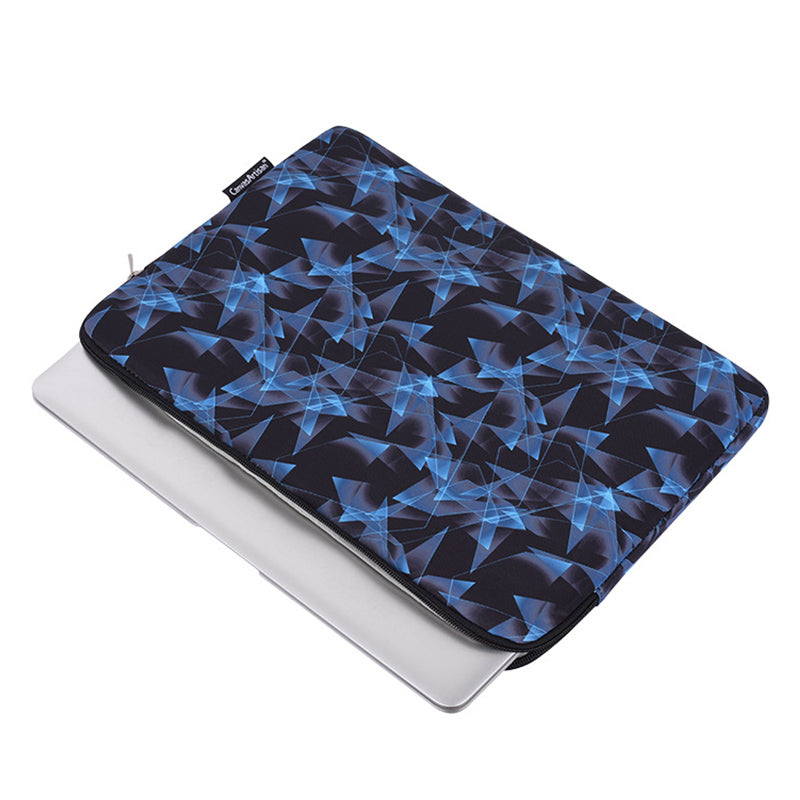 3D Diamond Pattern PU Leather Shockproof Laptop Sleeve Zipper Notebook Case with Small Bag - Blue/for 13-inch Laptop