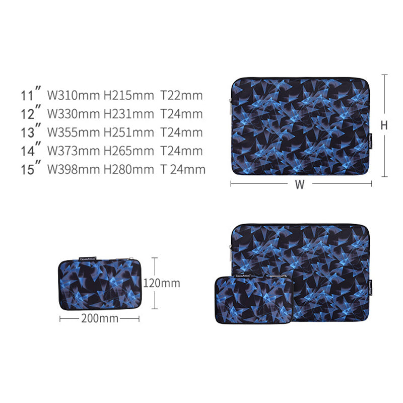 3D Diamond Pattern PU Leather Shockproof Laptop Sleeve Zipper Notebook Case with Small Bag - Blue/for 13-inch Laptop