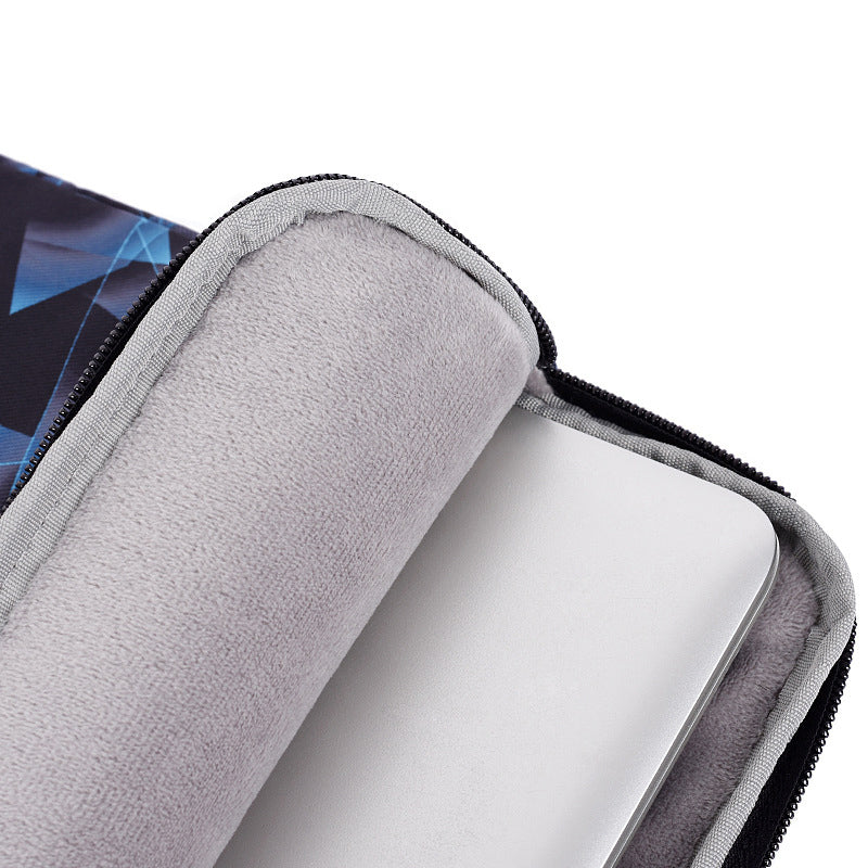 3D Diamond Pattern PU Leather Shockproof Laptop Sleeve Zipper Notebook Case with Small Bag - Blue/for 13-inch Laptop