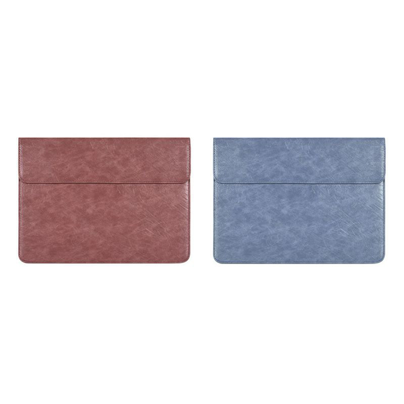Business Style PU Leather Laptop Sleeve Notebook Carrying Bag with Magnetic Flip Cover - Brown/for 14-inch Laptop
