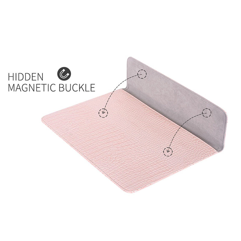 Crocodile Texture PU Leather Anti-scratch Notebook Bag Magnetic Flip Cover Laptop Sleeve - Pink/for 15-inch Laptop