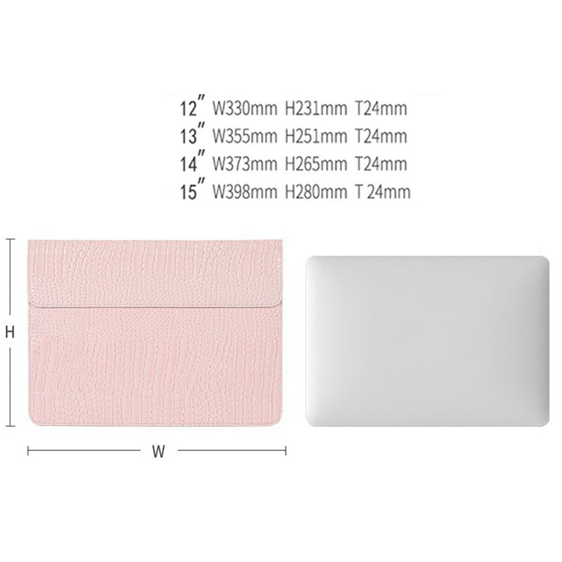 Crocodile Texture PU Leather Anti-scratch Notebook Bag Magnetic Flip Cover Laptop Sleeve - Pink/for 15-inch Laptop