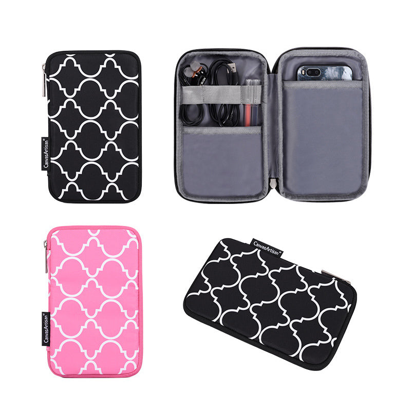 Rhombus Grid Pattern Laptop Sleeve Screatch-resistant Zipper Notebook Bag with Small Bag - Black/for 11-inch Laptop