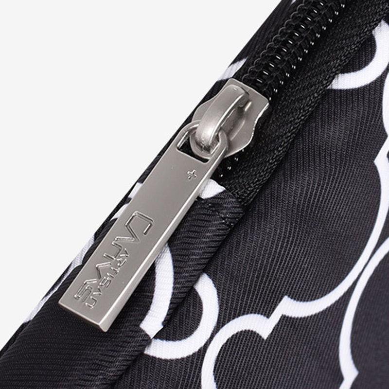 Rhombus Grid Pattern Laptop Sleeve Screatch-resistant Zipper Notebook Bag with Small Bag - Black/for 14-inch Laptop