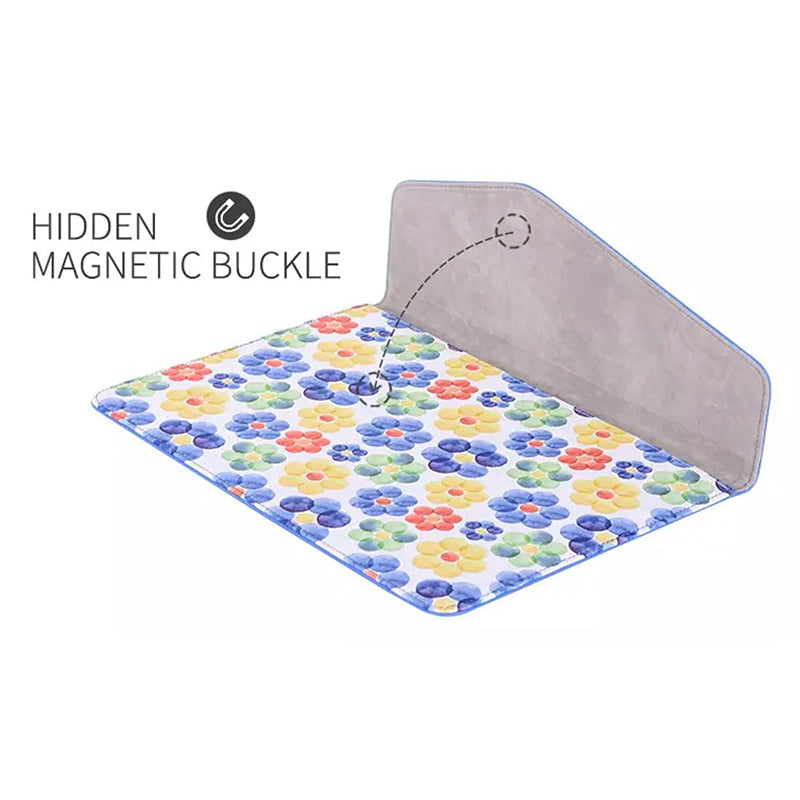 Canvasartian E51-13 Magnetic Closure Laptop Sleeve PU Leather Flower Pattern Notebook Bag - Blue/for 14-inch Laptop