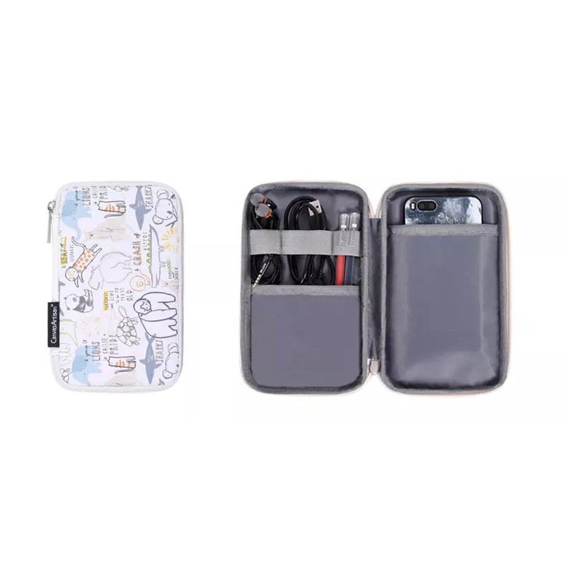 Cartoon Animals Printing Ultra-thin Laptop Sleeve Notebook Carrying Bag with Small Bag - White/for 12-inch Laptop