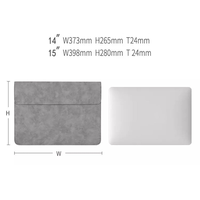 Canvasartisan EL11-01 Fashion Ultra-thin Laptop Sleeve Magnetic Lid PU Leather Envelope Notebook Carrying Bag - 14-inch