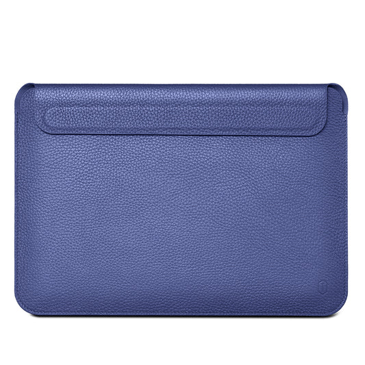 WIWU Skin Pro II Series Cowhide Genuine Leather Solid Color Waterproof Laptop Sleeve Notebook Bag with Magnetic Closure for MacBook Pro 16.2-inch 2021 A2485 - Navy Blue