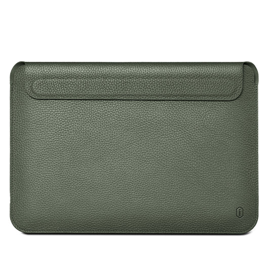 WIWU Skin Pro II Series Magnetic Closure Genuine Leather Protective Laptop Sleeve Scratch-resistant Notebook Carrying Case Bag for MacBook 12-inch A1534 - Green