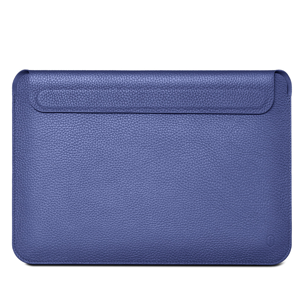 WIWU Skin Pro II Series Magnetic Closure Genuine Leather Protective Laptop Sleeve Scratch-resistant Notebook Carrying Case Bag for MacBook 12-inch A1534 - Navy Blue