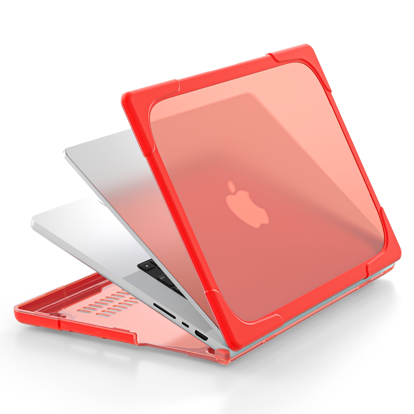For MacBook Pro 14 inch (2021) A2442 / 14 inch (2023) A2779 (M1 / M2) Hard PC Laptop Case Notebook Computer Cover with Supporting Stand Feet - Red
