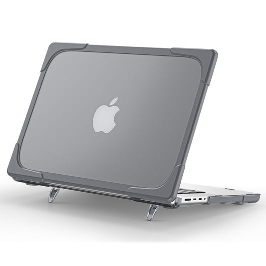 For MacBook Pro 14 inch (2021) A2442 / 14 inch (2023) A2779 (M1 / M2) Hard PC Laptop Case Notebook Computer Cover Stand - Grey
