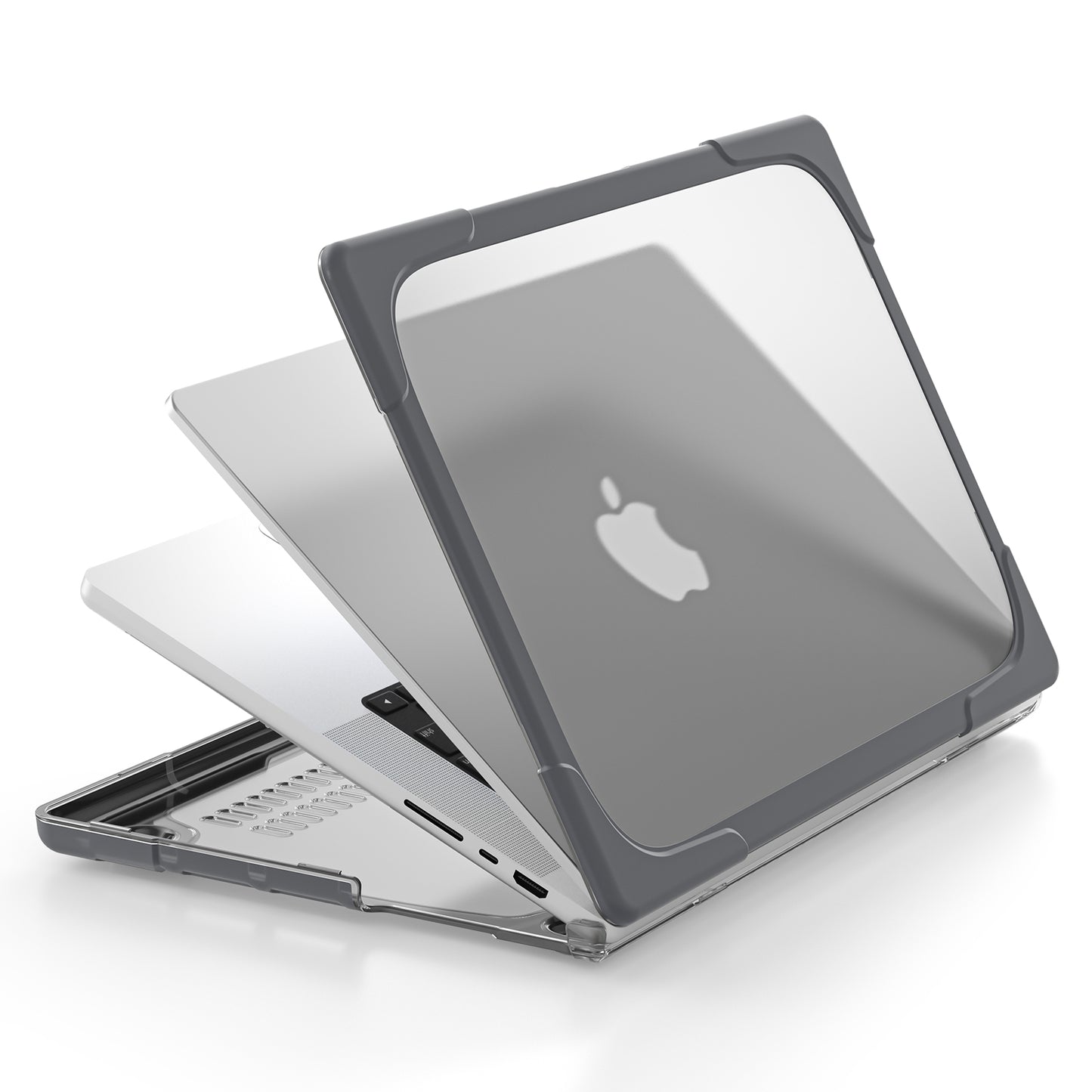 For MacBook Pro 14 inch (2021) A2442 / 14 inch (2023) A2779 (M1 / M2) Hard PC Laptop Case Notebook Computer Cover Stand - Grey