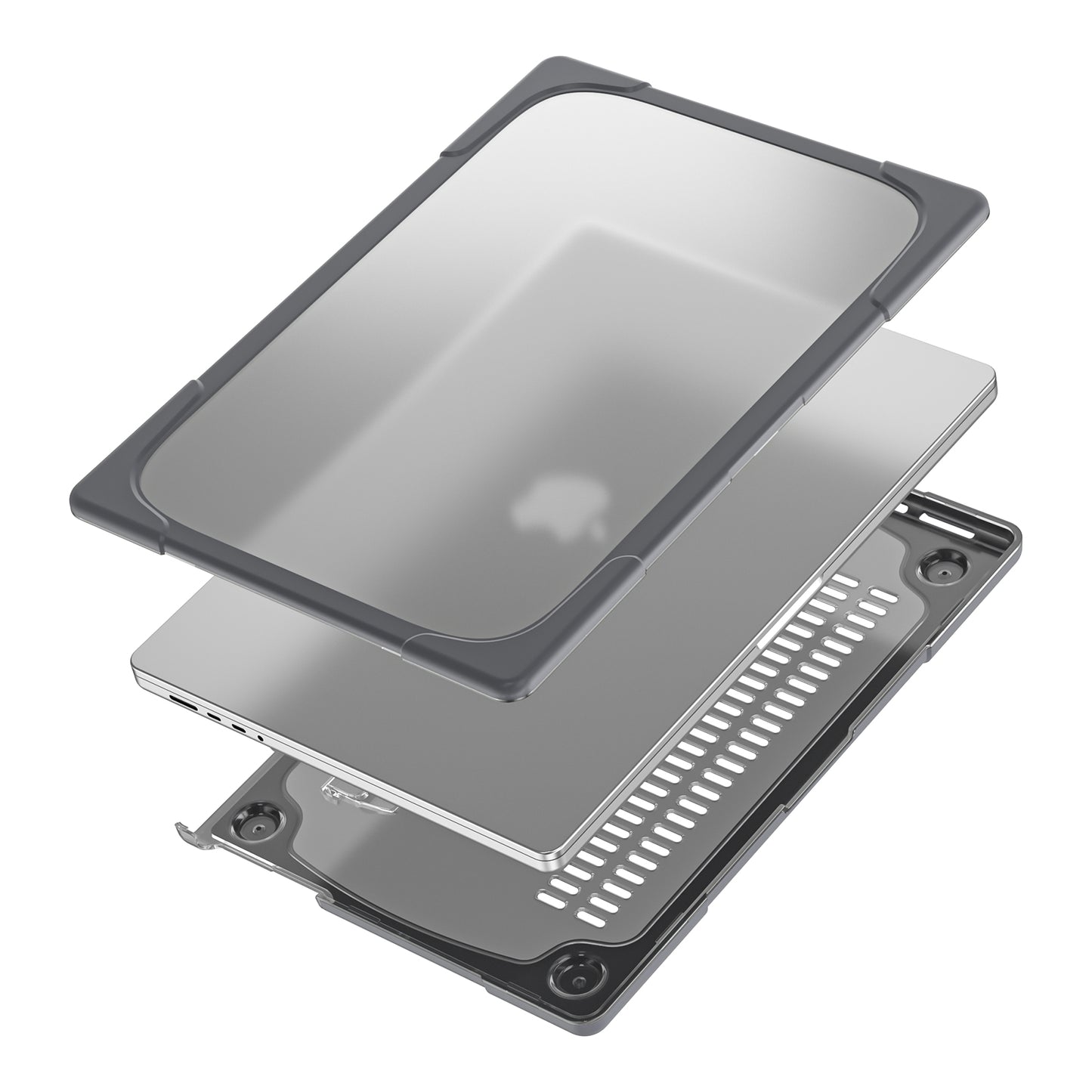 For MacBook Pro 14 inch (2021) A2442 / 14 inch (2023) A2779 (M1 / M2) Hard PC Laptop Case Notebook Computer Cover Stand - Grey