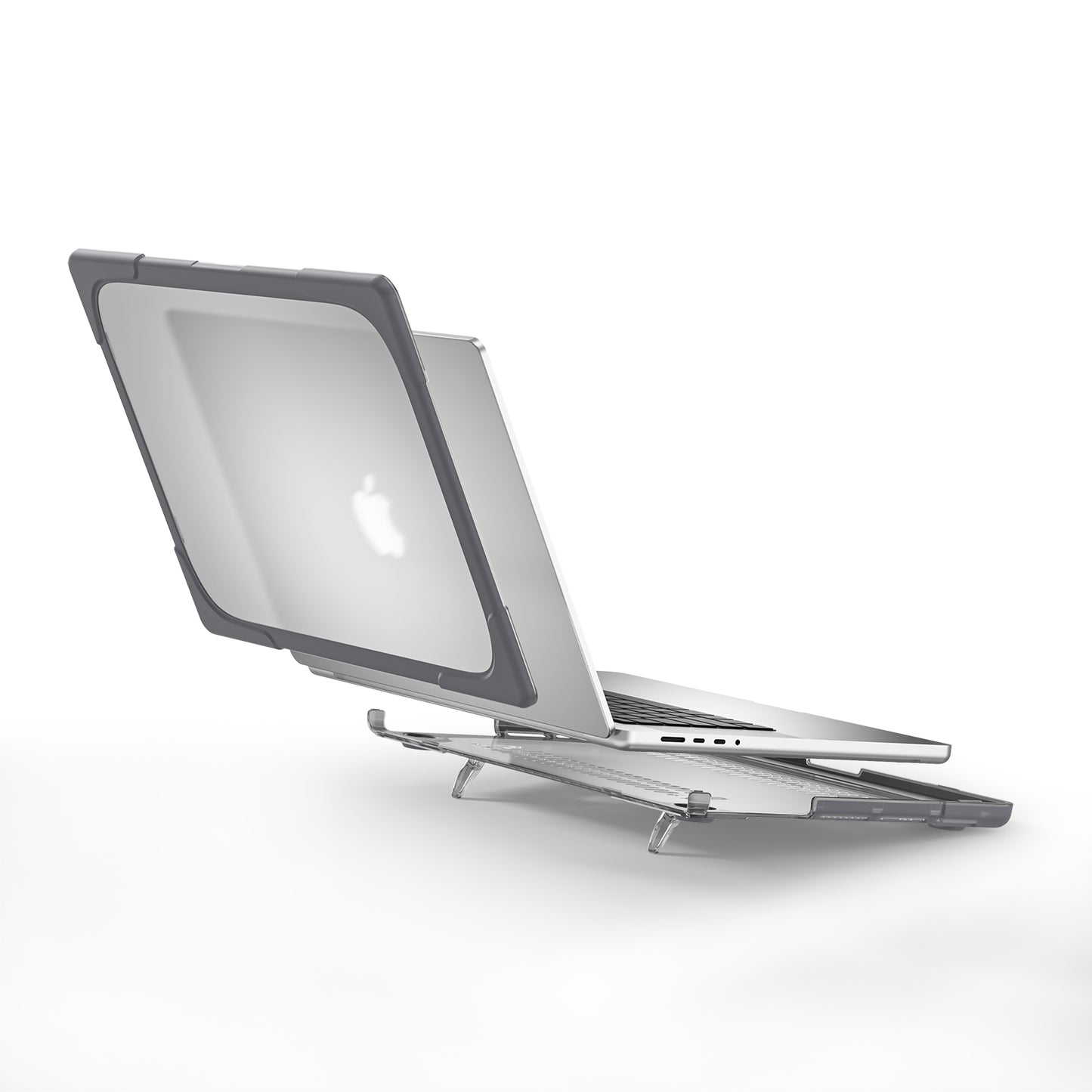 For MacBook Pro 14 inch (2021) A2442 / 14 inch (2023) A2779 (M1 / M2) Hard PC Laptop Case Notebook Computer Cover Stand - Grey
